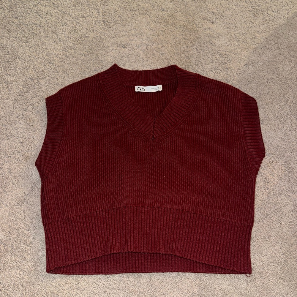 zara maroon sweater vest